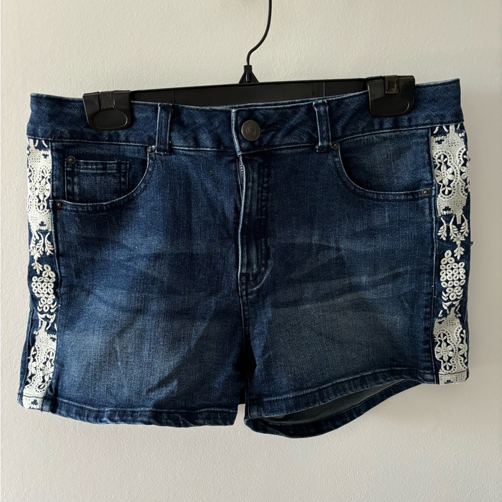 Denim Short with Lace Detail